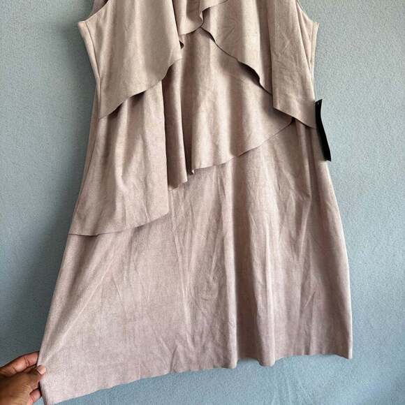 Zara Basic Collection Sleeveless Tiered Ruffle Faux Suede Dress - Picture 3 of 10